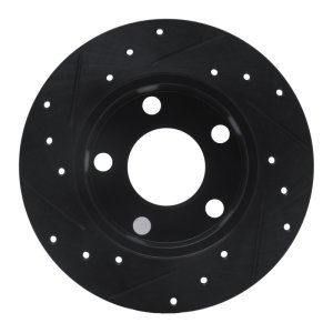 Audi 100 Quattro Brake Rotor (1) - Rear Right - R1 Concepts - Drilled & Slotted - Black - `92-`05